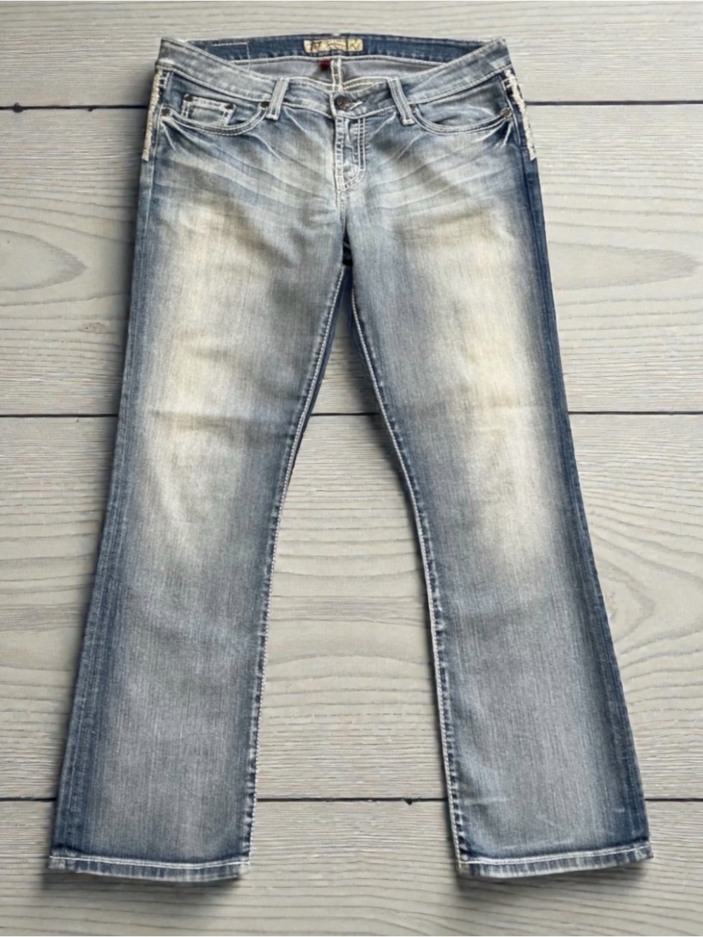 BKE Madison Light Blue Denim Jeans with White Stitching